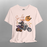 Spooky Season Biker Witch Halloween Crew Neck TShirt